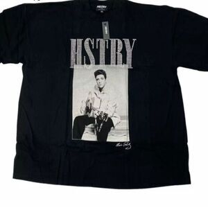NWT Hstry By NAS ELVIS Black Short Sleeve Graphic Rhinestone Tee Shirt -Size XXL